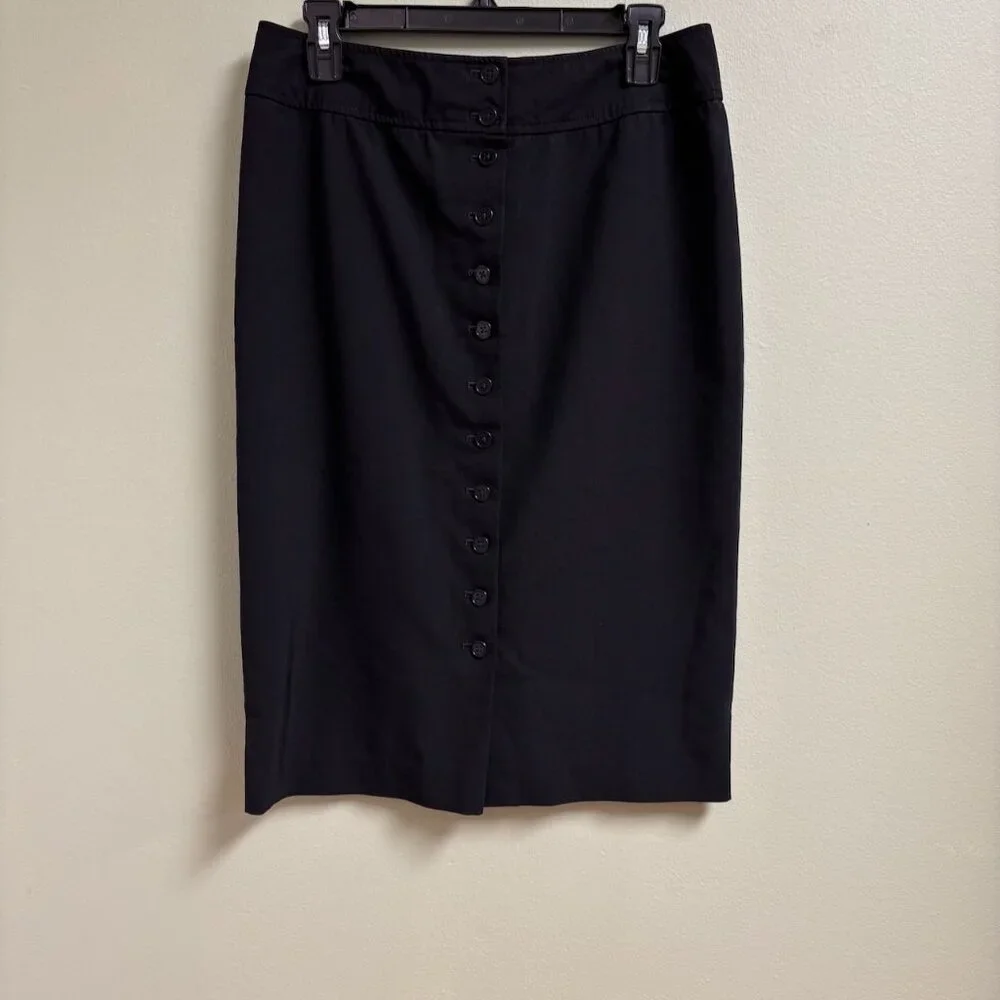 Lauren Ralph Lauren Womens Linen Pencil Skirt Size‎ 8 Button Minimalist Career